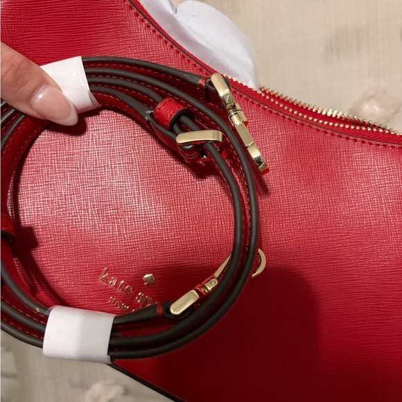 kate spade Red Leather Shoulder Bag with Gold Chain Strap - Picture 5 of 6
